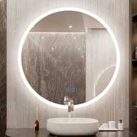Round Shape 3 Color LED Bathroom Copper Free Mirror With Defogger