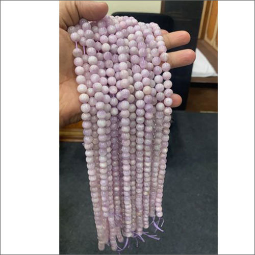 Natural Round Plain Kunzite Gemstone Beads Strand Line