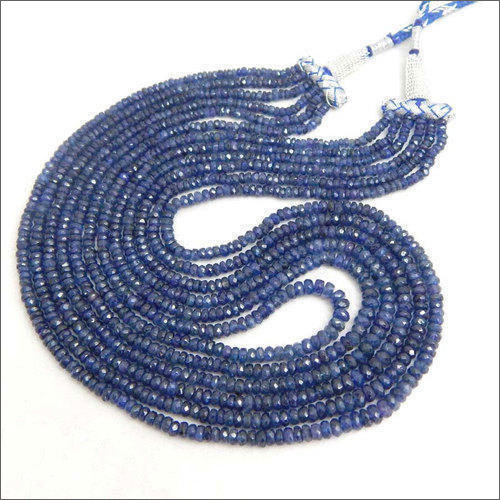 Natural Blue Sapphire Gemstone Faceted Rondelle Beads Strand
