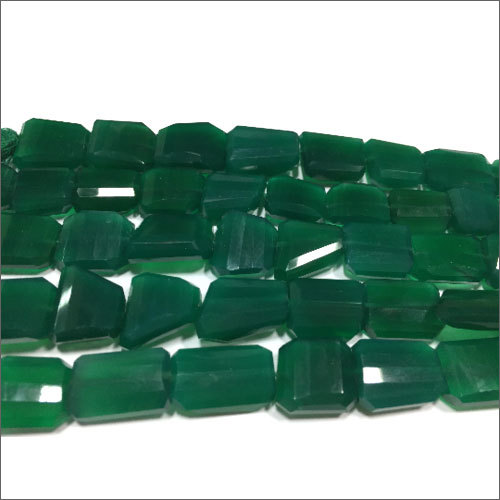 Green Onyx Laser Cut Flat Nugget Tumbled Beads