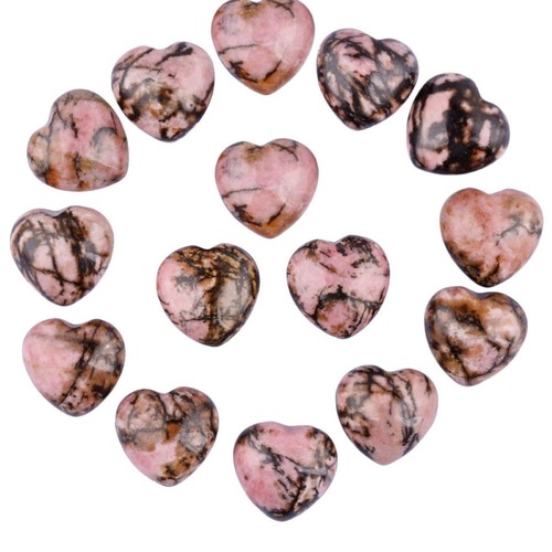 Natural Rhodonite Stone Gemstone Crystal Puffy Heart