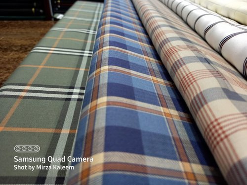 Multi brand Multicolor polyester check shirt fabric, Dry clean