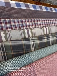 Multi brand Multicolor polyester check shirt fabric, Dry clean