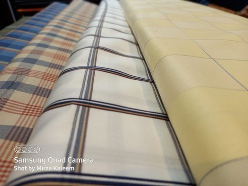 Multi brand Multicolor polyester check shirt fabric, Dry clean