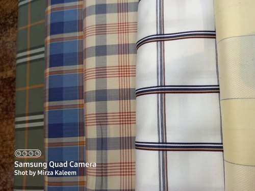 Multi brand Multicolor polyester check shirt fabric, Dry clean