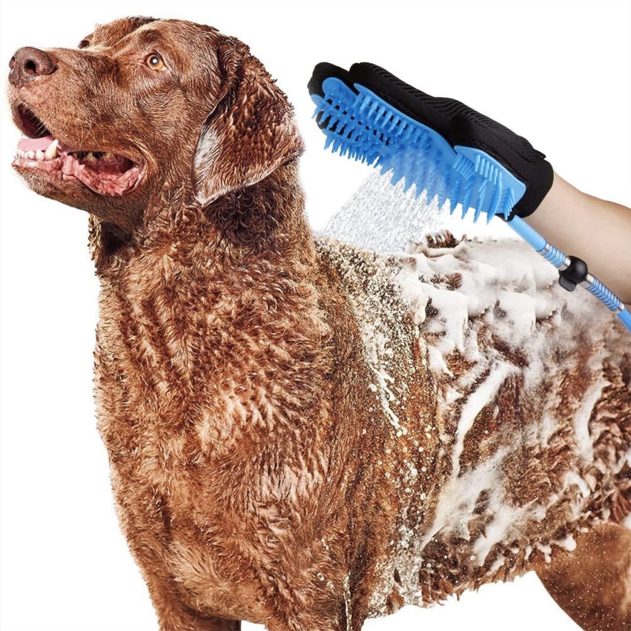 PET BATHING GLOVE SHOWER SPRAYER AND SCRUBBER