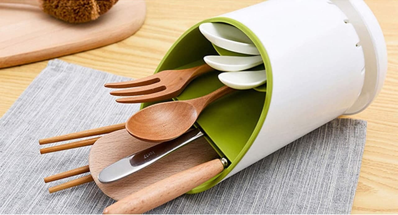 CUTLERY HOLDER STRAINER DRAINER SPOON FORK ORGANIZER