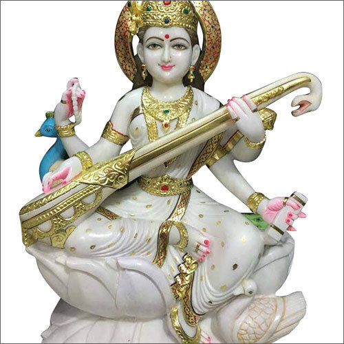 Any Color White Marble Lord Saraswati Statue