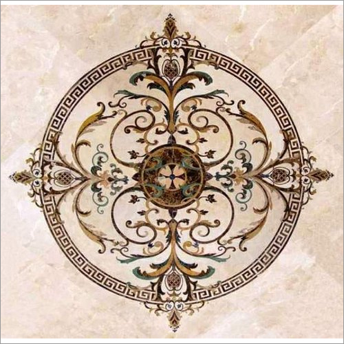 Multicolor Rectangular Marble Floor Inlay