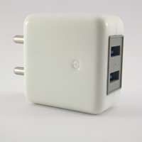 Mobile Charger Cabinet - Pc + Abs Material, White Color, 2.1a Output Current | Double Port Design With Auto Lock And Embossed Charging Logo