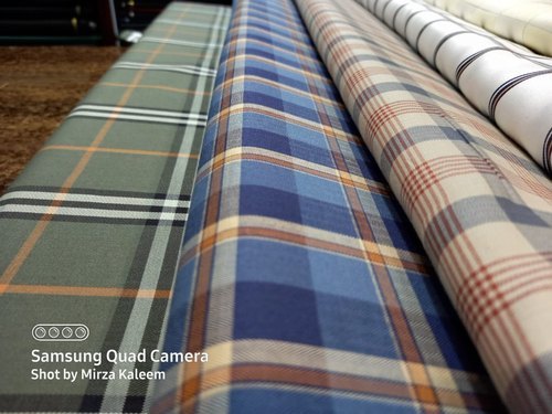 Plain And Check polyester Uniform Fabric, 100-150 Gsm