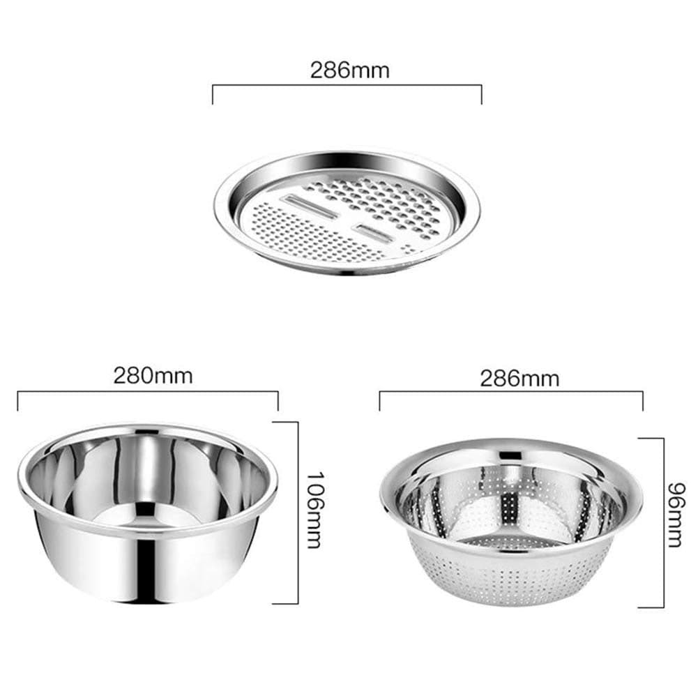 3 IN 1 KITCHEN MULTIPURPOSE STAINLESS STEEL BOWL
