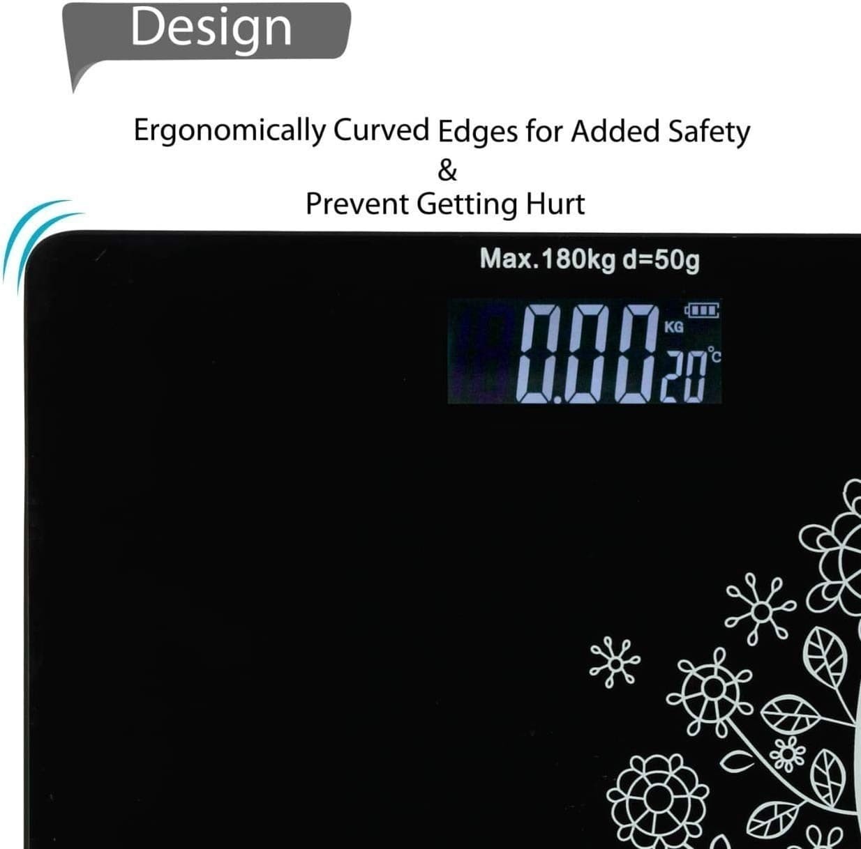 FLOWER DESIGN BLACK BATHROOM SCALE
