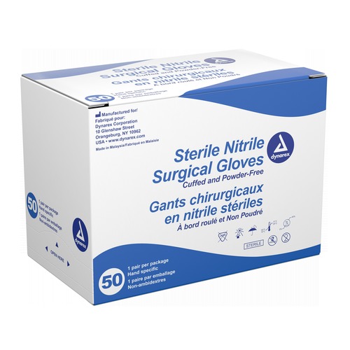 Sterile Nitrile Surgical Gloves, 50 Pairs/Box