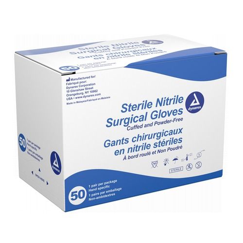 Sterile Nitrile Surgical Gloves, 50 Pairs/Box