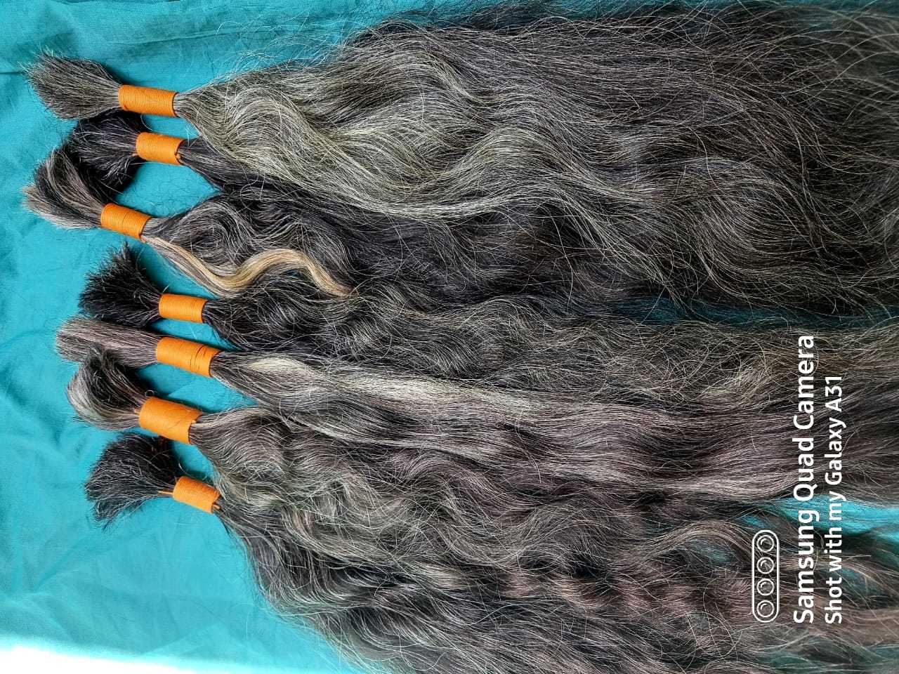NATURAL GRAY GREY SINGLE DONOR INDIAN TEMPLES UNPROCESSED HUMAN HAIR