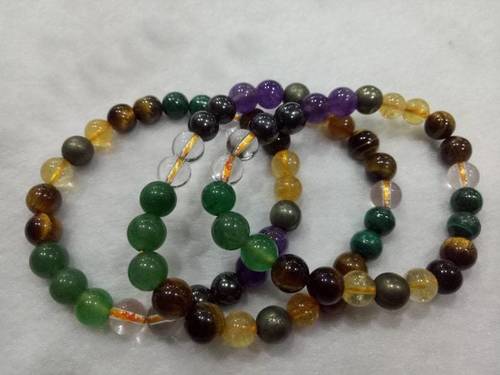 Money Magnet Bracelet 8 mm with Stones Pyrite-Citrine-Green Aventurine-Tiger Eye-Crystal-Amethyst-Malachite-Magnetite