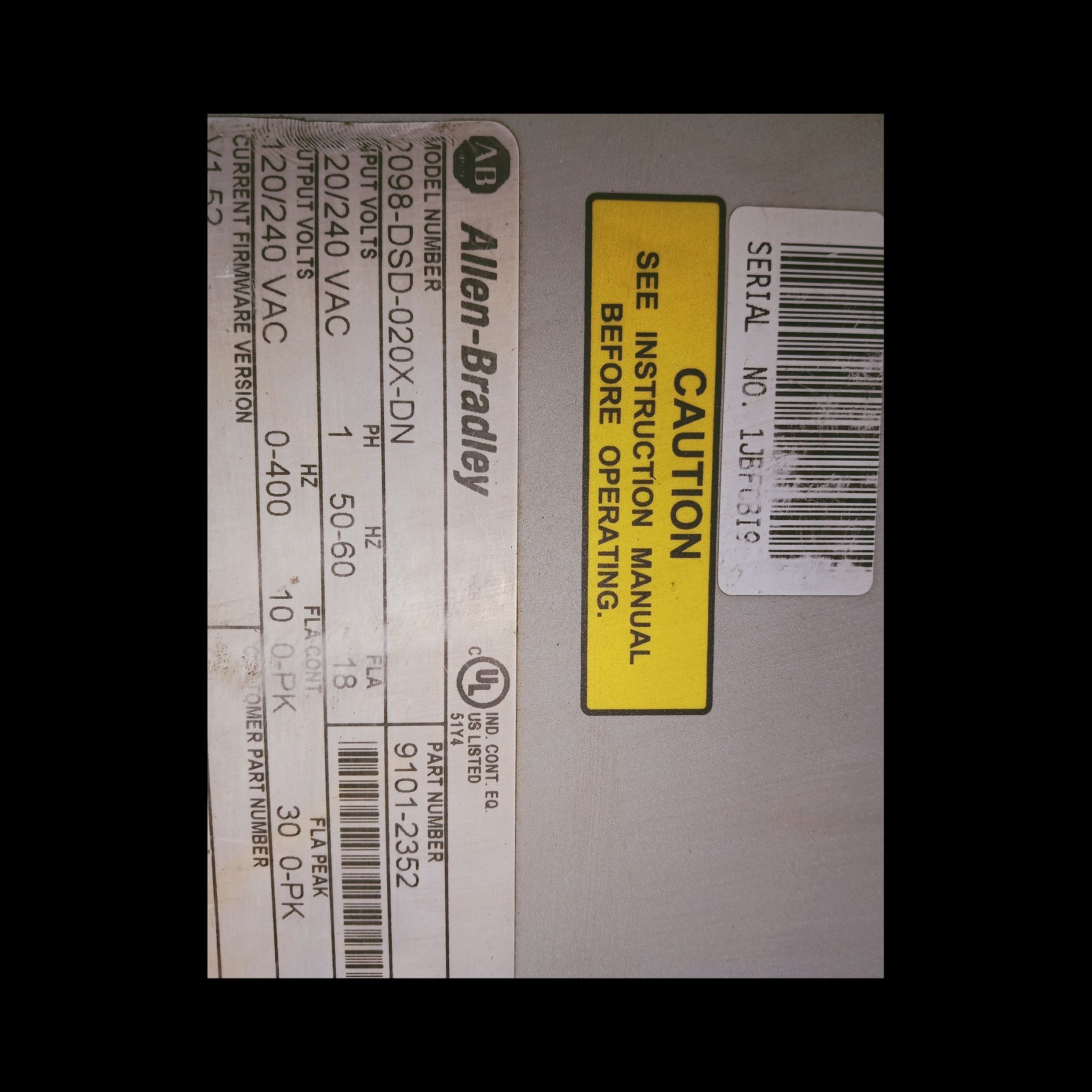 ALLEN BRADLEY SERVO DRIVE 2098-DSD-020X-DN