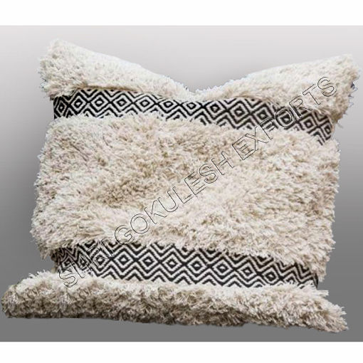 100% Cotton Designer White Cushion and Pillow Covers with Fringes