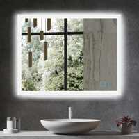 Rectangle 3 Color LED Bathroom Copper free Mirror with DEFOGGER and Dimmable Touch Switch