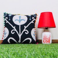 Animal Print  Embroidered Cotton Cushion Cover