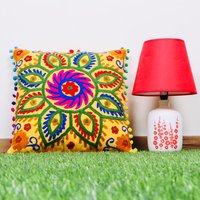 Colorful Embroidered Cushion Cover
