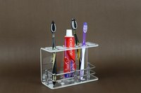 Big Acrylic Transparent Toothpast Holder - 5mm Acrylic, Stainless Steel Rails, Large, Transparent | Minimalist Design, Multi-compartment, Wall Mountable, Eco-friendly
