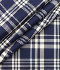 Check Blue Polyester Shirting Fabrics