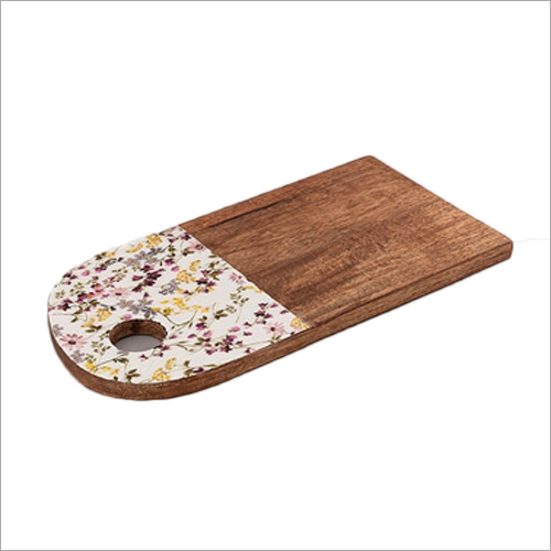 Mango Wood And Enamel Flora Chopping Board