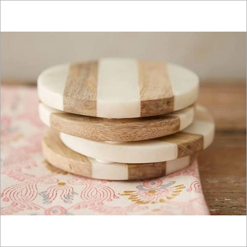 Wood And Resin Round Coaster