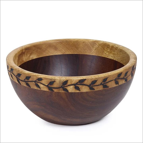 Wooden Round Bowl By SAMBHAL HANDICRAFT