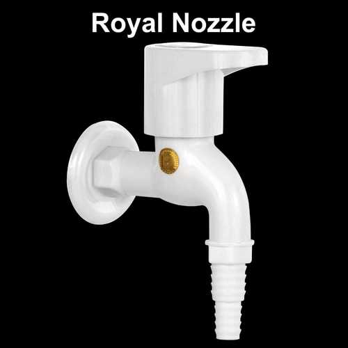 Ptmt Royal Nozzle Cock - PVC Material, Size 15 Mm, White Color, Round Design | Direct Connection, Suitable for Hotel Applications