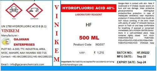 Hydrofluoric Acid - Grade: Industrial Grade