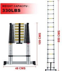 19.5 FT (6.0 Meter) Portable Aluminum Telescopic Extension Ladder with Stabilizer Bar, 15 Steps