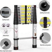12.5 FT (3.8 Meter) Portable Aluminum Telescopic Extension Ladder,13 Steps