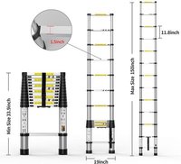 12.5 FT (3.8 Meter) Portable Aluminum Telescopic Extension Ladder,13 Steps