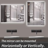 Rectangle 3 Color LED Copper Free Bathroom Mirror with DEFOGGER and Dimmable Touch Switch
