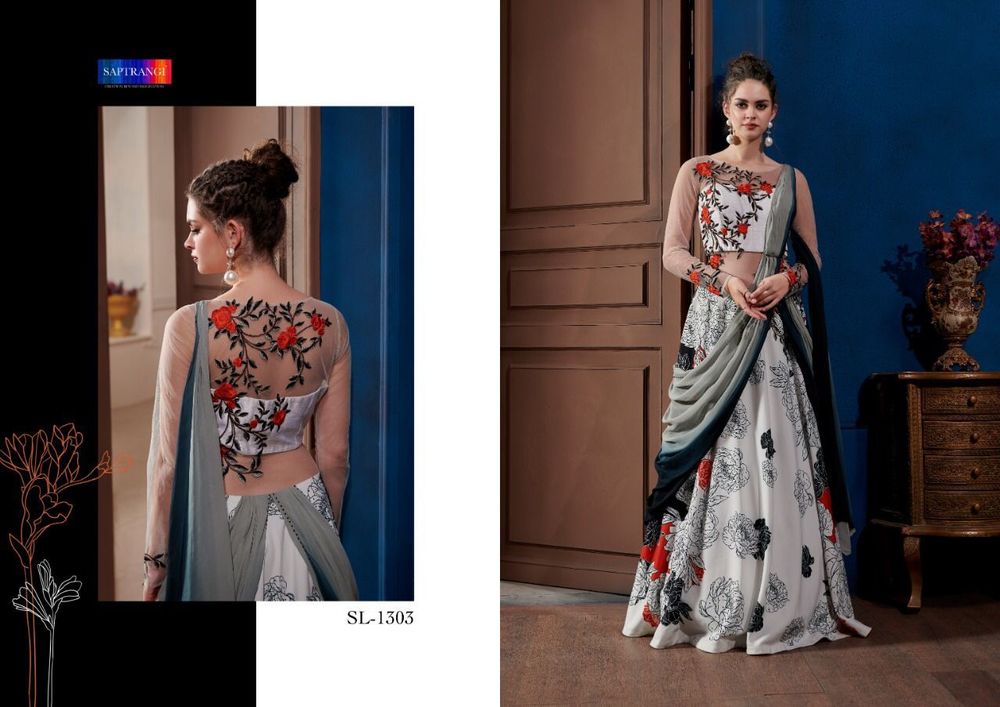 Designer drapes gown