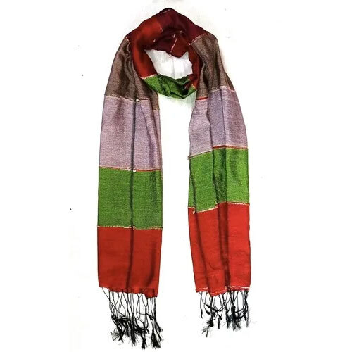 Silk Cotton With Fringes Printed Scarves