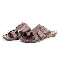 Men's Brown PU Slippers