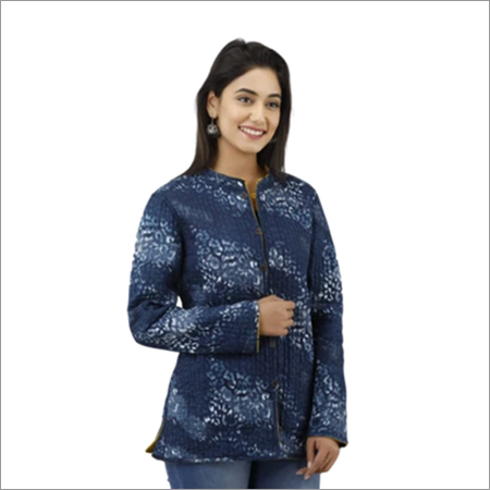 Ladies Blue Reversible Winter Quilted Cotton Jacket