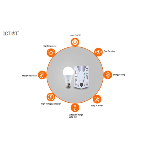 OCT-X Motion Sensor Automatic 10W 6500K Radar Motion Detector LED Light Bulbs
