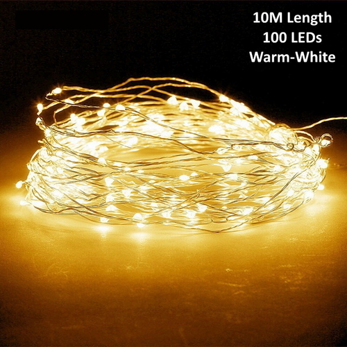 Warm White 100 Led 10M Battery Operated Fairy Light