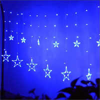 Blue White Star Curtain Light