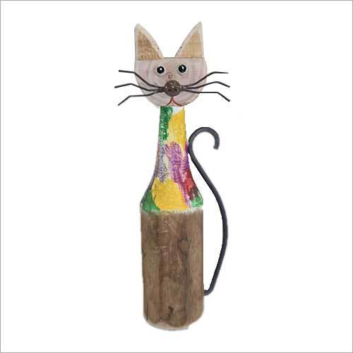 Wooden And Iron Painted Cat
