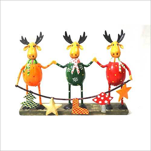 Set Of 3 Home Decoration Painted Iron Moose Height: 17 Centimeter (Cm)