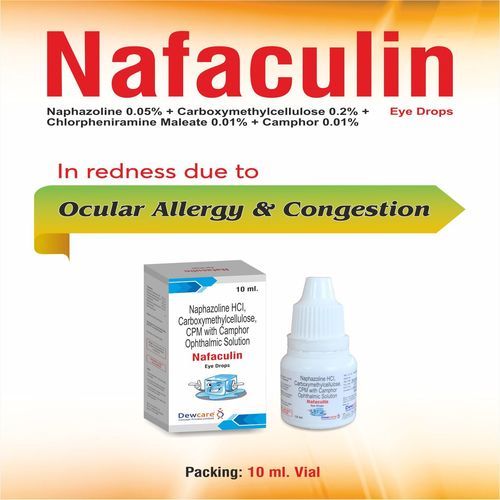 नेफ़ाज़ोलिन एचसीएल 0.05% + सीपीएम 0.01% + कार्बोक्सिमिथाइलसेलुलोज़ 0.02% + कपूर 0.01% + बेंजालकोनियम क्लोराइड 0.01%