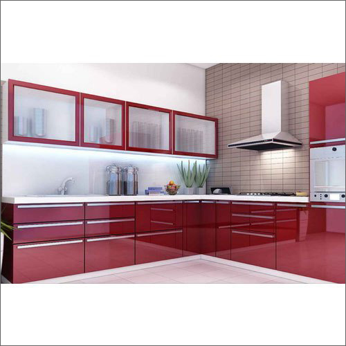 L Shape Designer Wooden Modular Kitchen