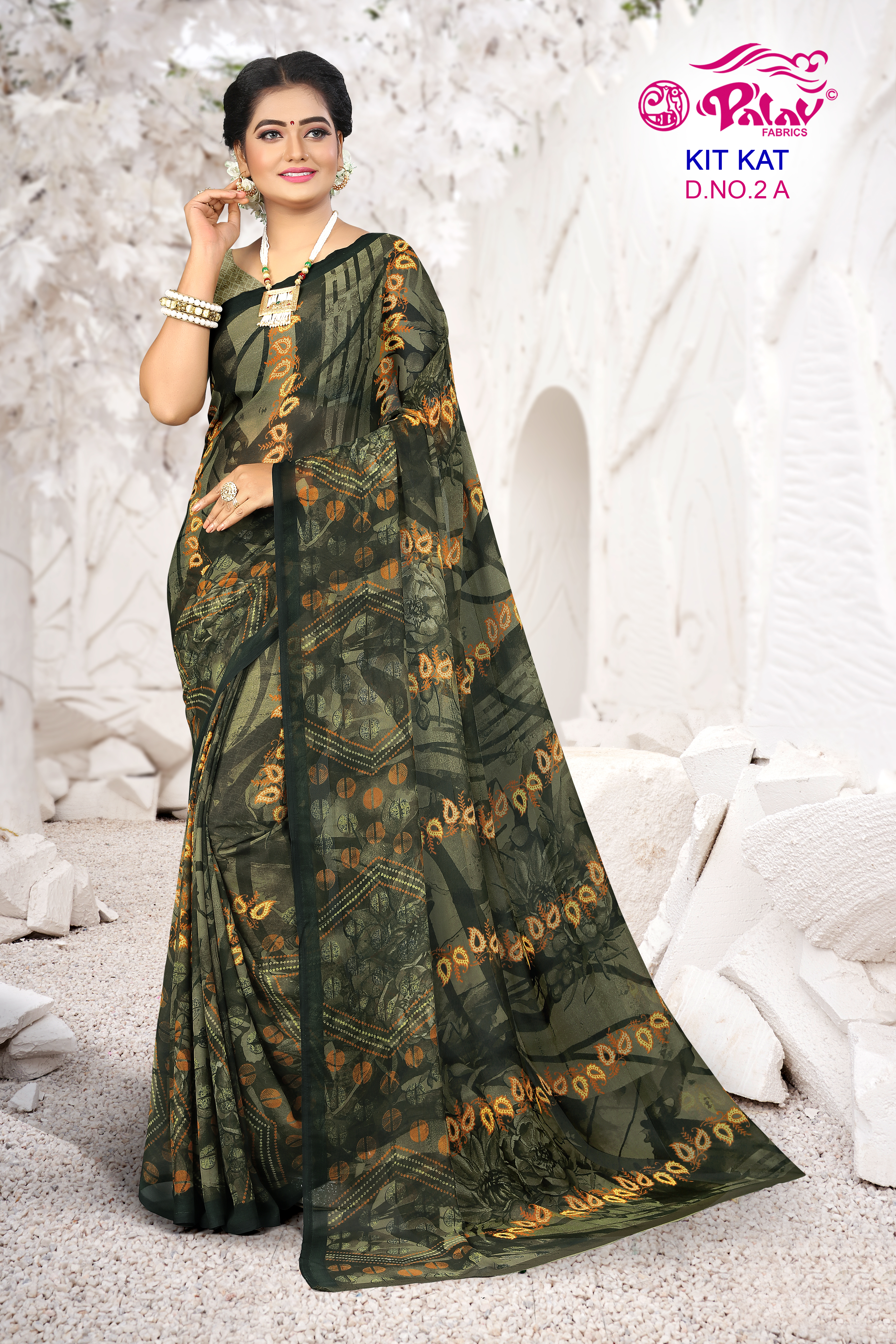 Kit kat Gergette printed saree by palav fabrics