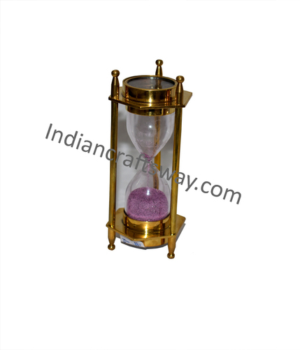 Antique brass sand timer with compass SB finish
